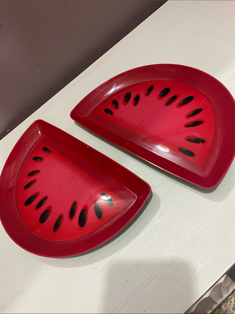 Red Watermelon Slice Serving Plates - Set of 2